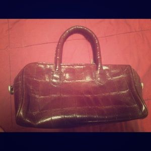 Vintage croc skin like leather bag from India