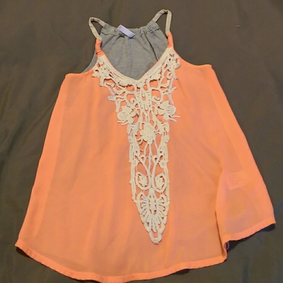Coral and Lace Tank Blouse