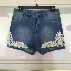 High waisted jean shorts