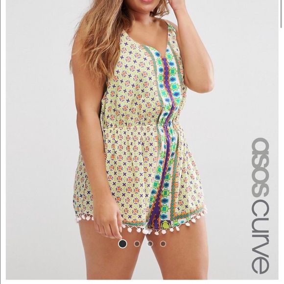ASOS CURVE Moroccan Tile Print Pom Pom Teddy