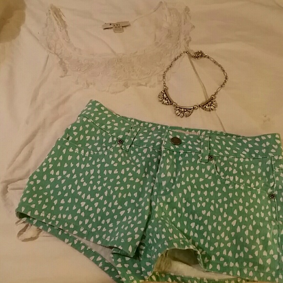 Teal heart shorts