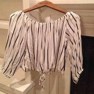Cropped off the shoulder striped top