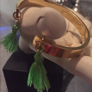 Lilly Pulitzer gold bracelet with green tassel