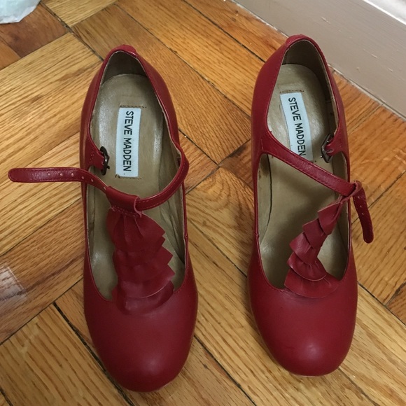 Red patent heels