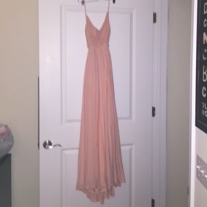 Lulu's Crochet Top Pink Maxi Dress