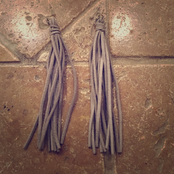Gray tassel earrings