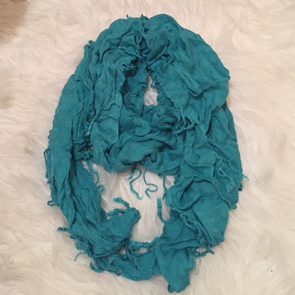 Teal ruffled scarf