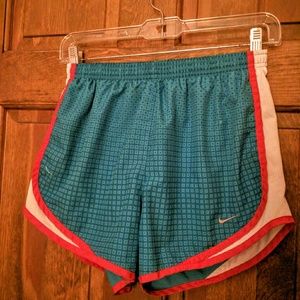 Red, white, and blue nike athletic shorts