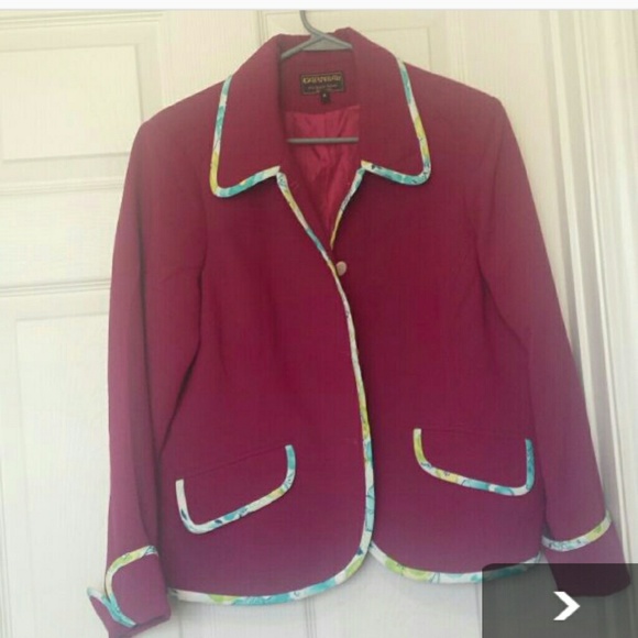 Wine floral blazer