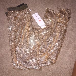 NWT Gold Sequin Leggings
