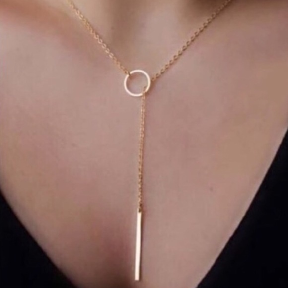 Dainty Bar & Circle Necklace - Picture 1 of 2