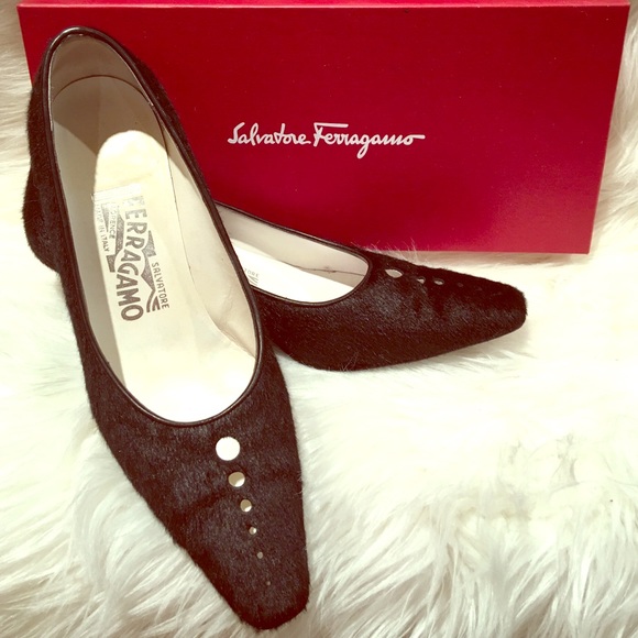 Salvatore Ferragamo black pony hair pumps