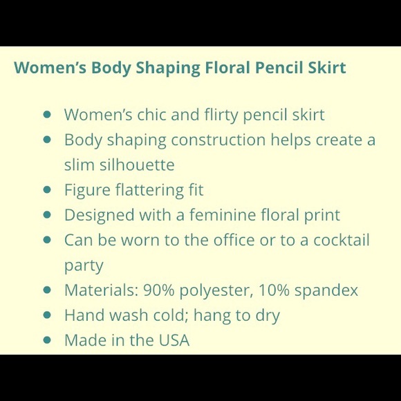 NEW TEAL w/ BLACK FLOCKING FLORAL PENCIL SKIRT🍒 - Picture 3 of 4