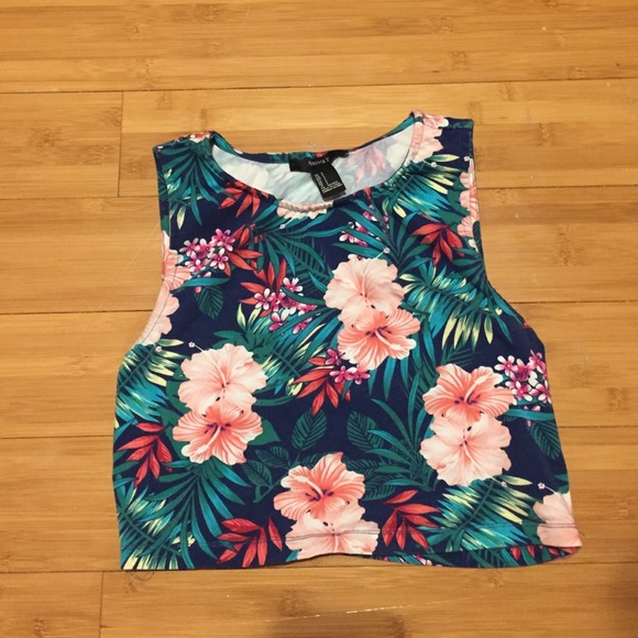 Floral tropical crop top