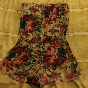 Floral Tube Top Romper with Pockets