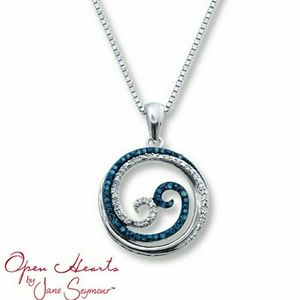 Blue and White Diamond Wave necklace