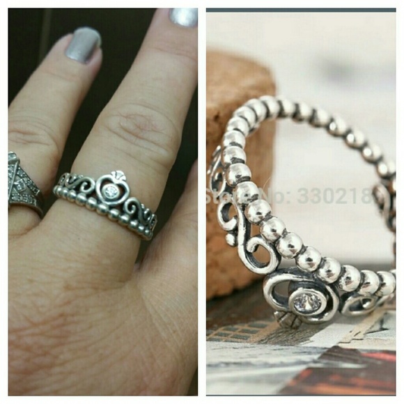 925 Sterling Silver Ring Princess Crown size 6 - Picture 3 of 4