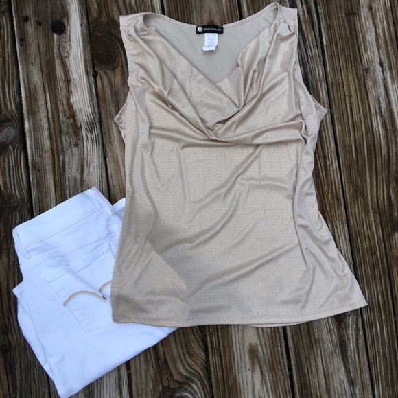 Metallic Champagne Blouse Tank Size Med
