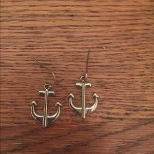 Silver Anchor Dangly Earrings