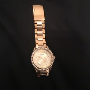 Gold Fossil Watch with rhinestones