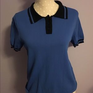 Blue and black button up.