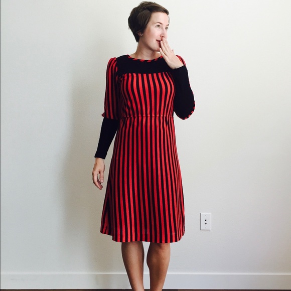 Vintage 1980s Striped Sweater Dress - Picture 3 of 4