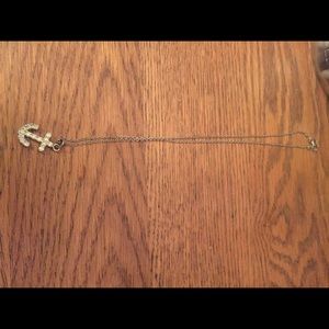 Cubic Zirconia Anchor Necklace