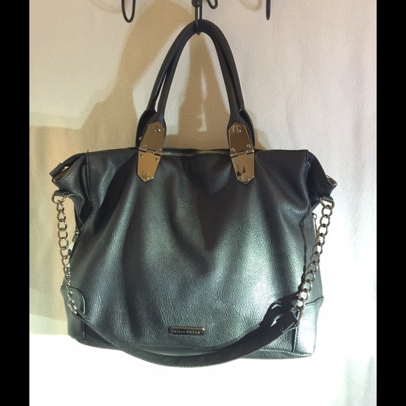 Steve Madden black gunmetal accents tote bag