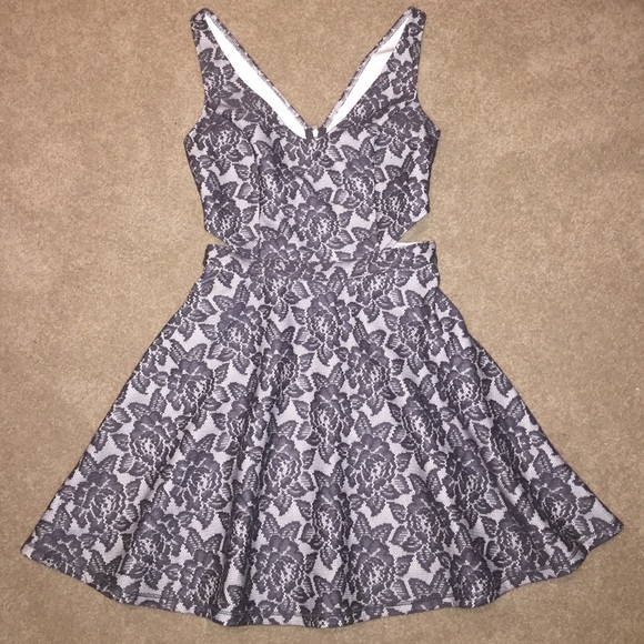 NWOT Abercrombie and Fitch Grey Lace Skater Dress