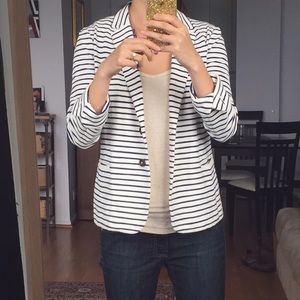 Jcrew white and navy striped blazer