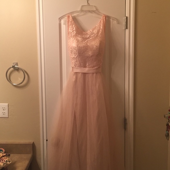 Blush pink gorgeous satin & tulle skirt gown