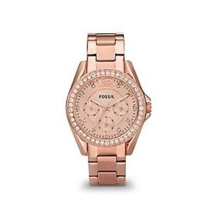 New in Box Rose Gold Riley Fossil Watch