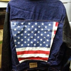 Vintage jean jacket with american flag