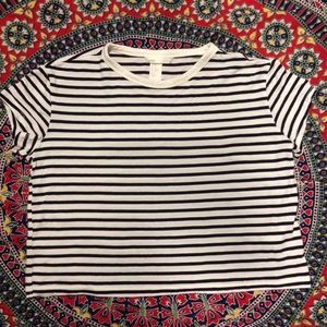 BNWOT Soft Black and White Striped H&M Crop Top