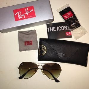 Ray Ban Brown Gradient Gold Frame Aviators