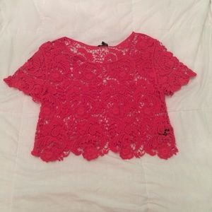 Deep pink lace top