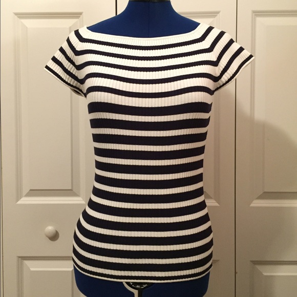 NWOT Navy/white stripe knit top