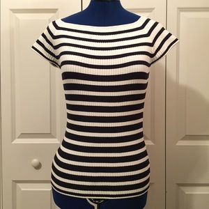 NWOT Navy/white stripe knit top