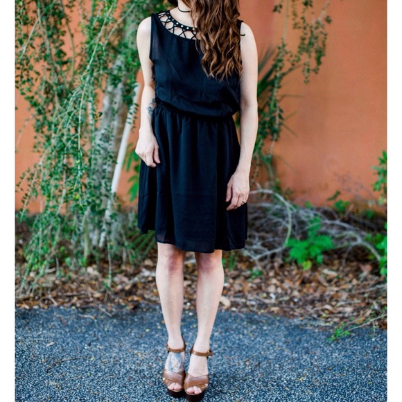 🎉HP🎉 Caged & Studded Little Black Dress - Picture 3 of 3