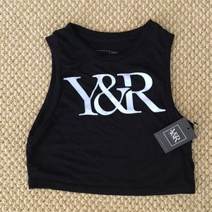 New black Young & Reckless crop top