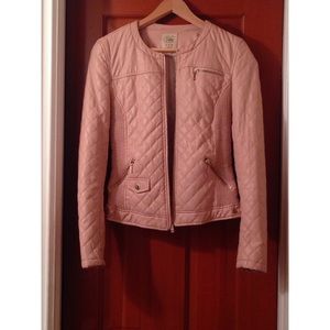 Zara quilted pink faux leather jacket Medium