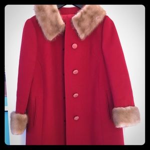 1960's Vintage coat with rabbit fur collar & cuffs