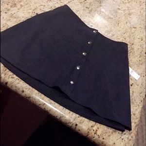 Kendall&Kylie Black Button-up Suede Skater Skirt