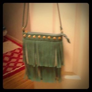 TURQUOISE CROSS-BODY HIPPIE STYLE BAG