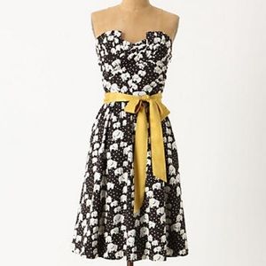 Anthropologie elephant polka dot strapless dress
