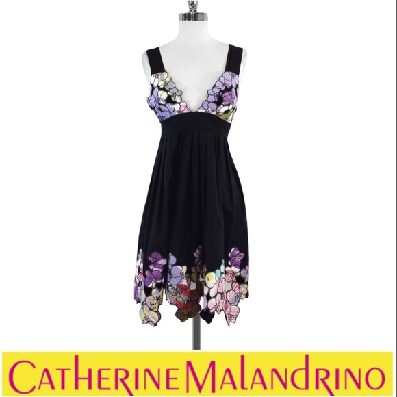 Catherine Malandrino Dresses & Skirts - Catherine Malandrino Black Floral Cut Out Dress