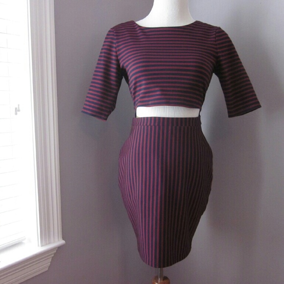 Forever 21 Dresses & Skirts - One Piece Crop Set Maroon Navy M