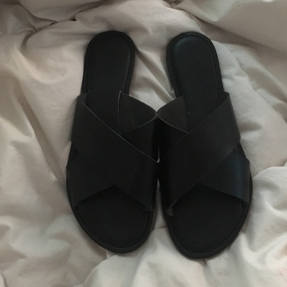 Never worn black sandals!