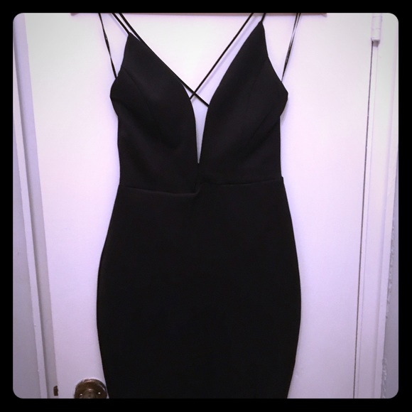 Low cut mini dress ,black