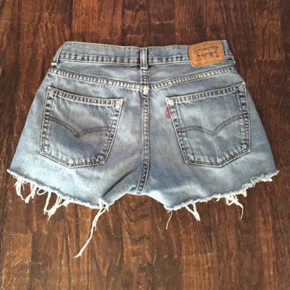 Handcrafted vintage Levi's frayed denim shorts